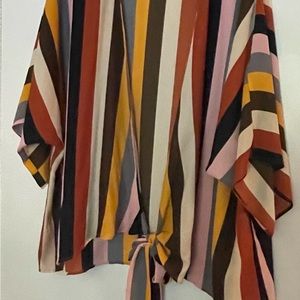 West Kei striped tie blouse size 3X 100% polyester
